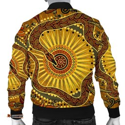 Men's Bomber Jacket - Australian Aboriginal Snake - Rainbow Serpent