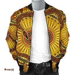 Men's Bomber Jacket - Australian Aboriginal Snake - Rainbow Serpent