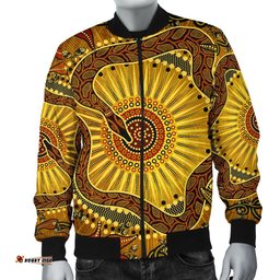 Men's Bomber Jacket - Australian Aboriginal Snake - Rainbow Serpent