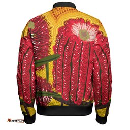 Australia Aboriginal Bomber Jacket - Aboriginal Dot Art Of Australian Native Banksia Flower Bomber Jacket