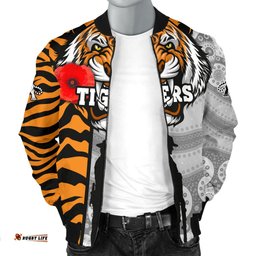 Custom Personalised Tigers Men's Bomber Jacket Wests Anzac Day Tiger Skin Style
