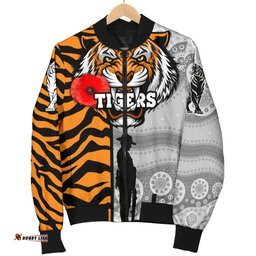 Custom Personalised Tigers Men's Bomber Jacket Wests Anzac Day Tiger Skin Style