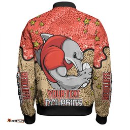 Redcliffe Dolphins Custom Bomber Jacket - Team With Dot And Star Patterns For Tough Fan Bomber Jacket