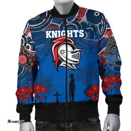 Custom Personalised Knights Men's Bomber Jacket Newcastle Anzac Day Aboriginal