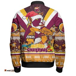 Brisbane Broncos Christmas Custom Bomber Jacket - Broncos Santa Aussie Big Things Christmas Bomber Jacket