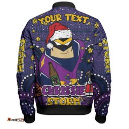 Melbourne Storm Christmas Custom Bomber Jacket - Christmas Knit Patterns Vintage Jersey Ugly Bomber Jacket