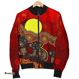 Aboriginal Women's Bomber Jacket - Australian Indigenous Koala