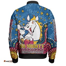 Brisbane Broncos Custom Bomber Jacket - Custom With Aboriginal Inspired Style Of Dot Painting Patterns Bomber Jacket