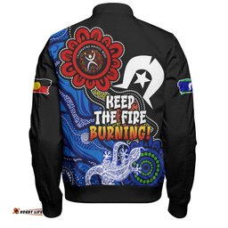 Australia Bomber Jacket Naidoc Week 2024 Indigenous Keep The Fire Burning Aboriginal Dot Art Painting