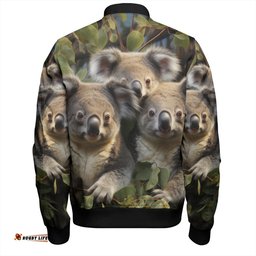 Australia Koala Bomber Jacket - Three Koalas with Gum Trees Ver1 Bomber Jacket