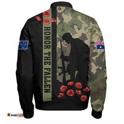Australia Bomber Jacket Lest We Forget Military Camouflage Simple Style