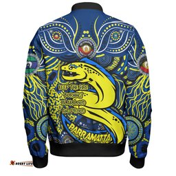 Parramatta Eels Bomber Jacket Celebrating Naidoc Week 2024 Aboriginal Dot Art Inspired