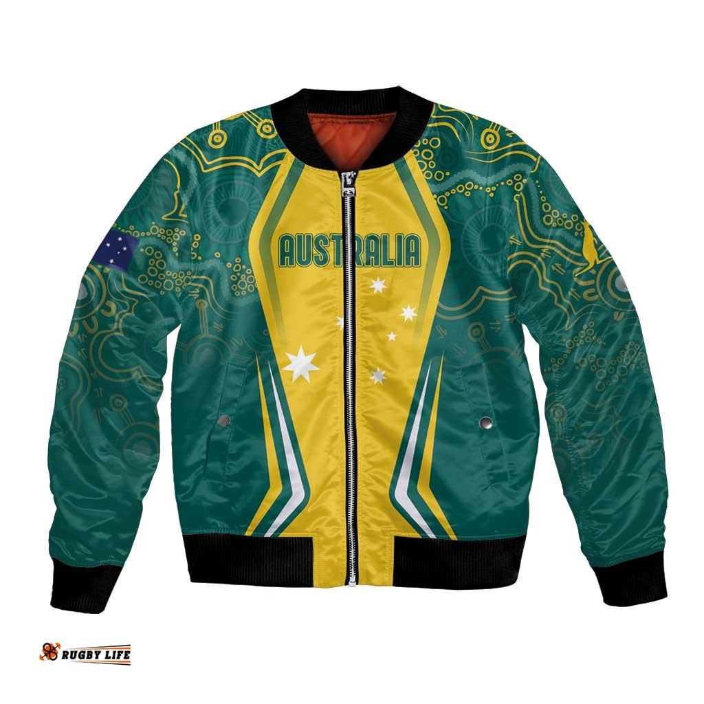 Australia 2024 Olympics Custom Bomber Jacket Rise of the Roos Aborignal Style