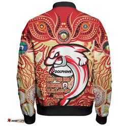 Redcliffe Dolphins Bomber Jacket Celebrating Naidoc Week 2024 Aboriginal Dot Art Inspired