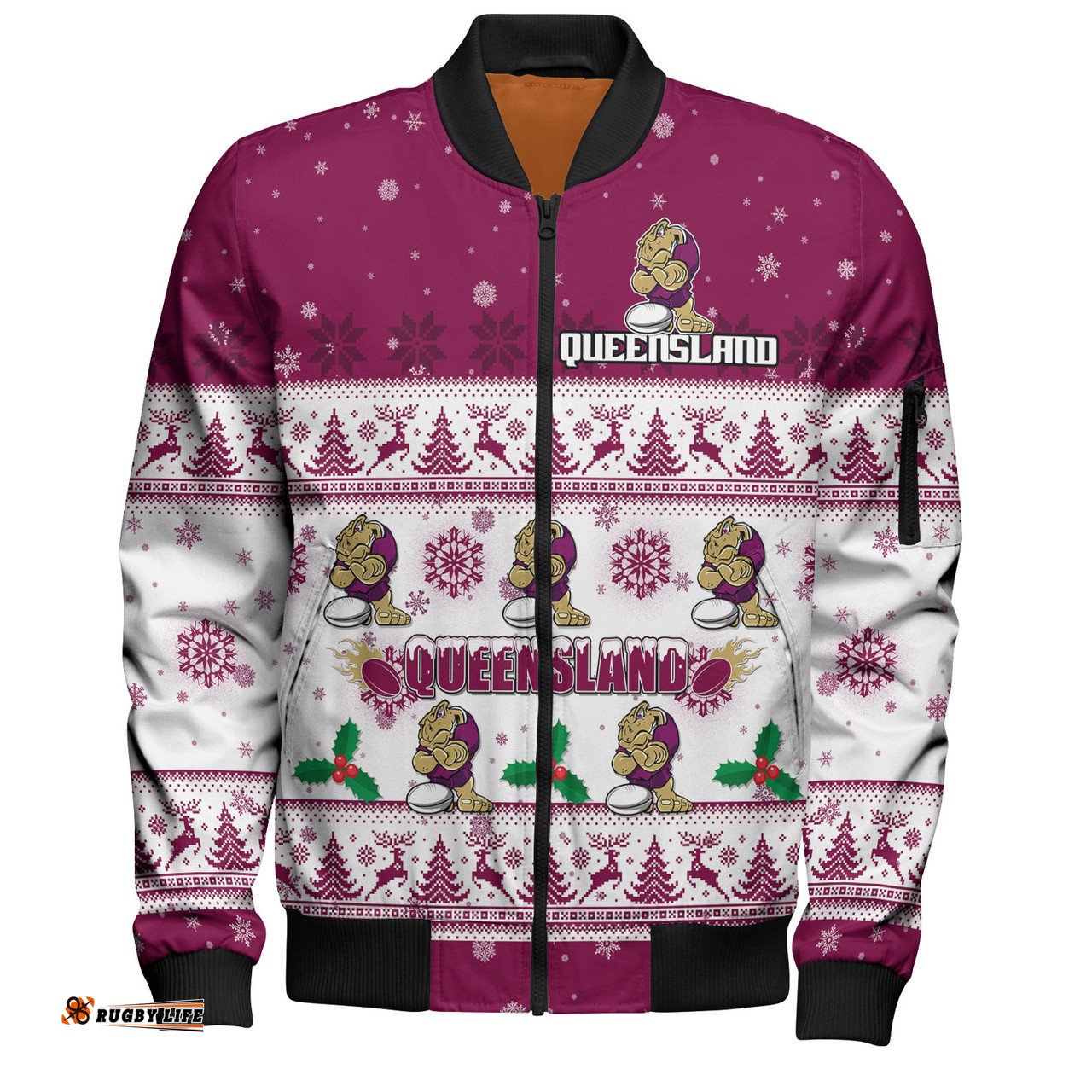Queensland Cane Toads Christmas Custom Bomber Jacket - Special Ugly Christmas Bomber Jacket