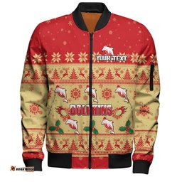 Redcliffe Dolphins Christmas Custom Bomber Jacket - Special Ugly Christmas Bomber Jacket
