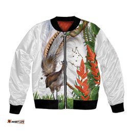 Australia Superb Lyrebird Bomber Jacket Aussie Map - Rainforest Vibes