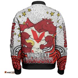 St. George Illawarra Dragons Custom Bomber Jacket - Custom With Aboriginal Inspired Style Of Dot Painting Patterns Bomber Jacket