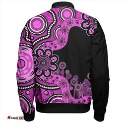 Australia Bomber Jacket Aboriginal Indigenous Dot Painting Pink