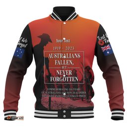 Australia Anzac Day Custom Baseball Jacket - Lest We For Get Anzac Quotes Jacket