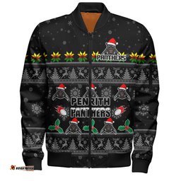 Penrith Panthers Christmas Custom Bomber Jacket - Special Ugly Christmas Bomber Jacket