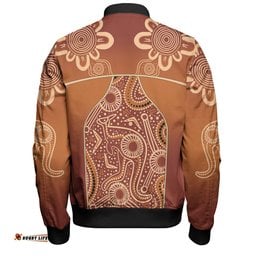 Australia Aboriginal Custom Bomber Jacket - Brown Kangaroo In Aboriginal Dot Art Bomber Jacket