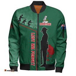 South Sydney Rabbitohs Bomber Jacket - Anzac Day Lest We Forget Poppy