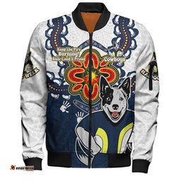 North Queensland Cowboys Bomber Jacket Aboriginal Inspired Naidoc Symbol Pattern
