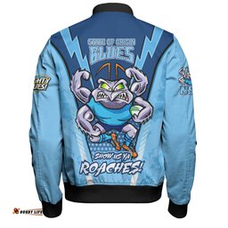 New South Wales Blues Bomber Jacket Custom State Of Origin 2024 Show Us Ya Roaches!