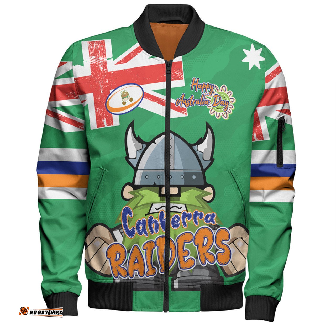 Canberra Raiders Bomber Jacket - Happy Australia Day We Are One And Free