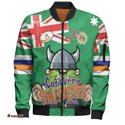 Canberra Raiders Bomber Jacket - Happy Australia Day We Are One And Free