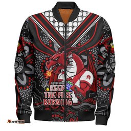 St. George Illawarra Dragons Bomber Jacket Aboriginal Inspired Naidoc Week Custom For Die Hard Fan Supporters