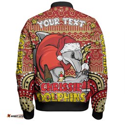 Redcliffe Dolphins Christmas Custom Bomber Jacket - Christmas Knit Patterns Vintage Jersey Ugly Bomber Jacket