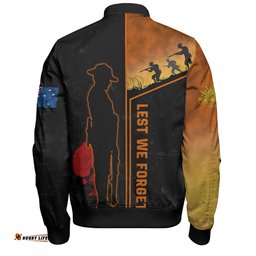 Australia Anzac Day Bomber Jacket - Anzac Day Lest We Forget Poppy Bomber Jacket