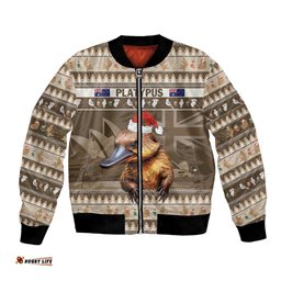 Aussie Platypus Bomber Jacket Merry Christmas