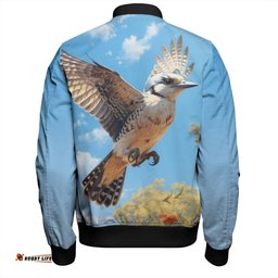 Australia Kookaburra Bomber Jacket - Flying Kookaburra with Blue Sky Bomber Jacket