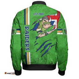 Canberra Raiders Bomber Jacket - Happy Australia Day Flag Scratch Style
