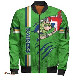 Canberra Raiders Bomber Jacket - Happy Australia Day Flag Scratch Style