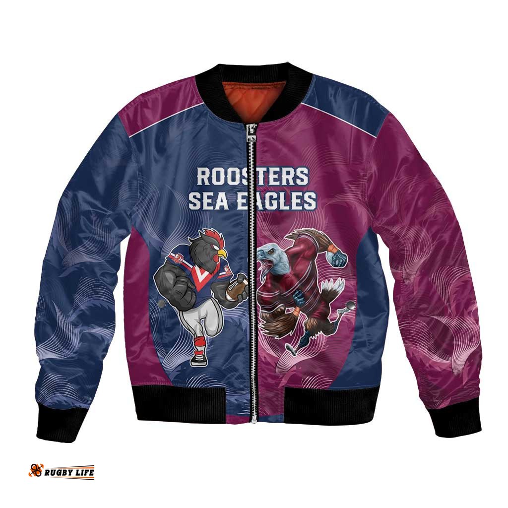 Roosters-Sea Eagles Rugby Custom Bomber Jacket Half Grunge Style