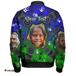 Australia Torres Strait Islands Custom Bomber Jacket - Aboriginal Dot Art Indigenous Handprints Personalised Photo Bomber Jacket