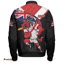 St. George Illawarra Dragons Bomber Jacket Custom For Die Hard Fan Australia Flag Scratch Style
