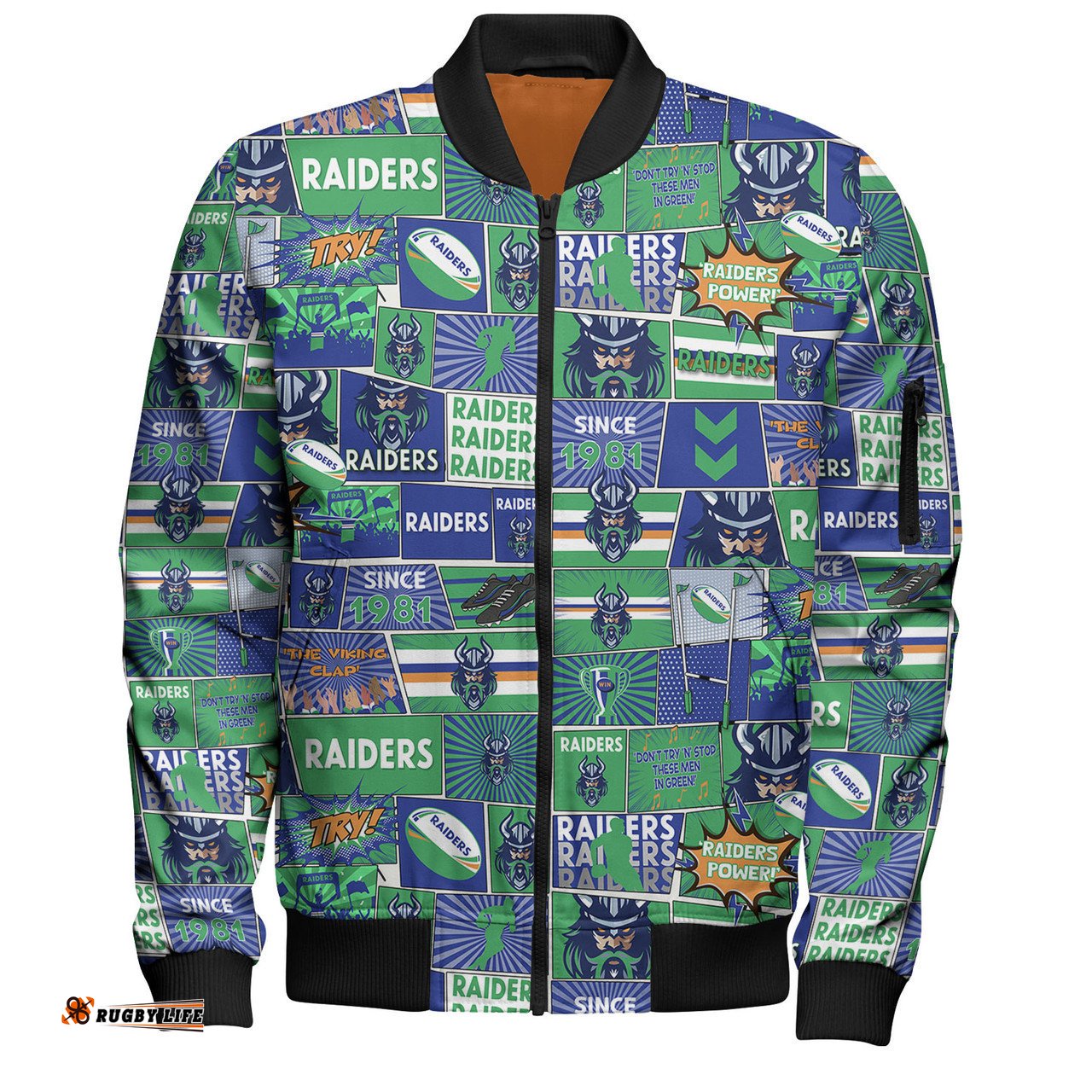 Canberra Raiders Bomber Jacket - Team Of Us Die Hard Fan Supporters Comic Style