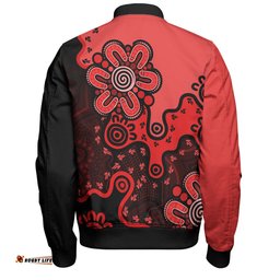 Australia Bomber Jacket Aboriginal Style Of Background Red (Turquoise,Purple)