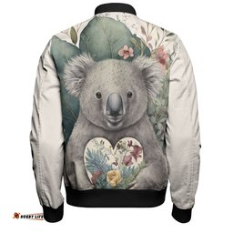 Australia Koala Bomber Jacket - Koala Holding A Heart Adorned With Flowers Bomber Jacket