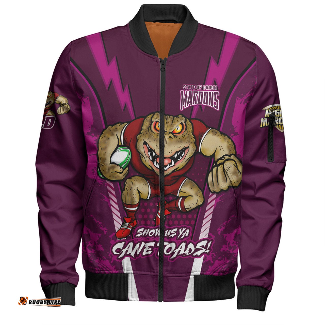 Queensland Maroons Bomber Jacket Custom State Of Origin 2024 Show Us Ya Cane Toads!