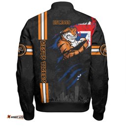 Wests Tigers Bomber Jacket - Happy Australia Day Flag Scratch Style
