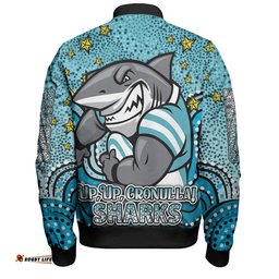 Cronulla-Sutherland Sharks Custom Bomber Jacket - Custom With Aboriginal Inspired Style Of Dot Painting Patterns Bomber Jacket