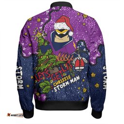 Melbourne Storm Christmas Custom Bomber Jacket - Let's Get Lit Chrisse Pressie Bomber Jacket