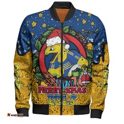 Parramatta Eels Christmas Custom Bomber Jacket - Merry Christmas Our Beloved Team With Aboriginal Dot Art Pattern Bomber Jacket