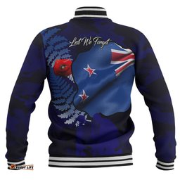 Australia Anzac Day Custom Baseball Jacket - Lest We Forget Poppy Flag Jacket